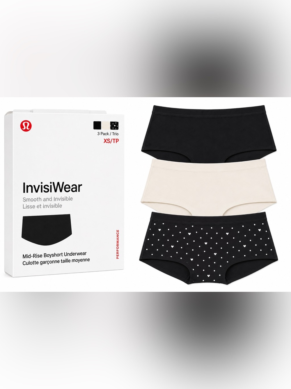 Lululemon mid rise boy shorts 3 pk